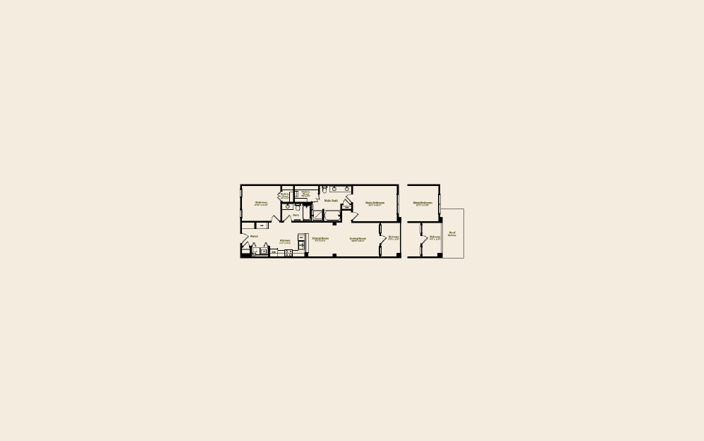 B4 - 2 bedroom floorplan layout with 2 baths and 1084 square feet.